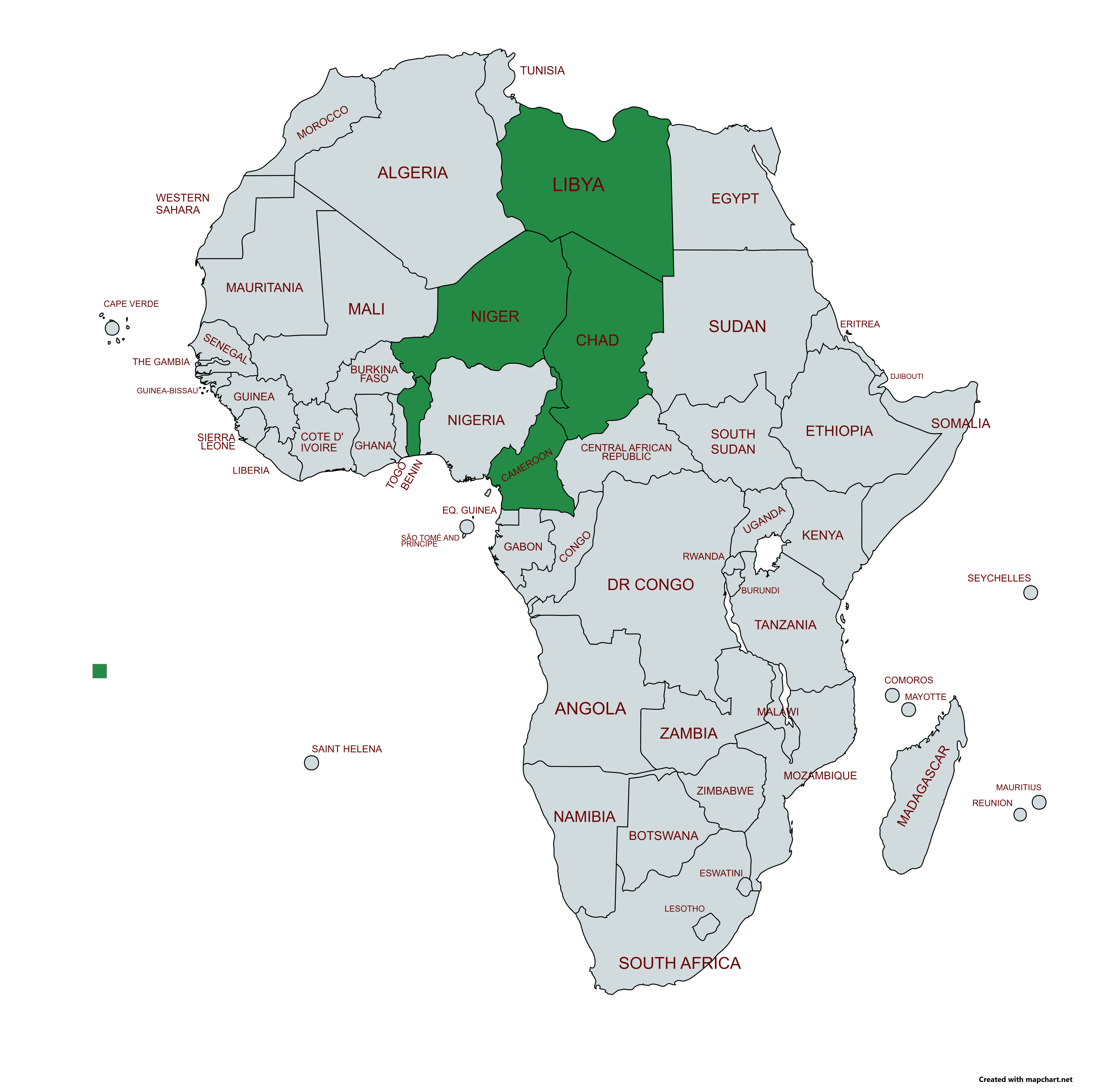 Map of Africa highlighting the countries we work in